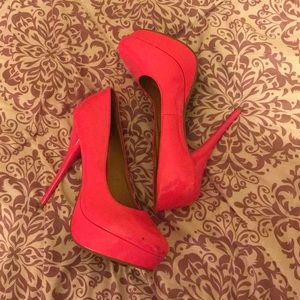 Bright pink heels from Charlotte Russe.